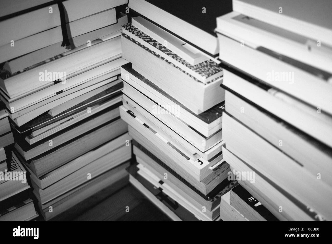 Stacks of books on table Stock Photo