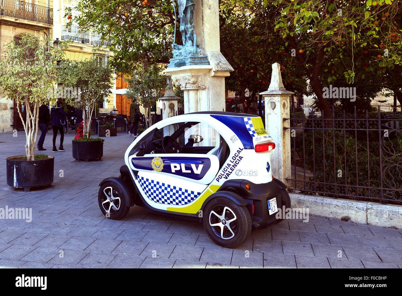 Electric Spanish Police Car Valencia style Stock Photo