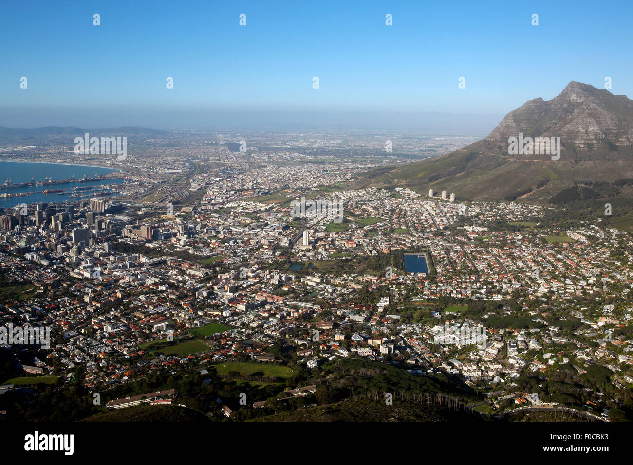 Aerial view of Cape Town from Lions Head. Stock Photo