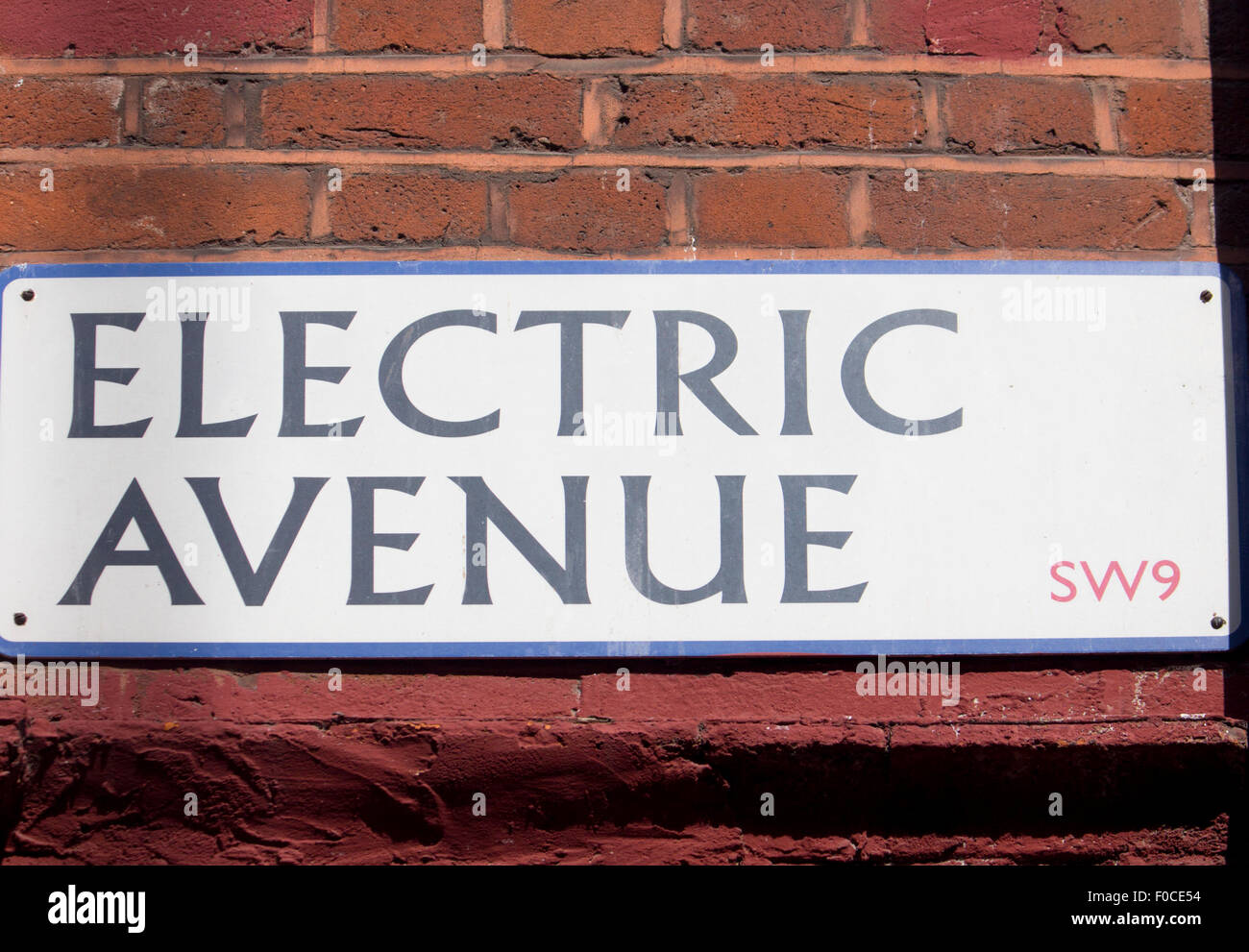 Electric Avenue street sign Brixton London SW9 England UK Stock Photo