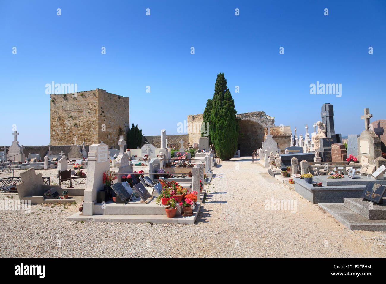 The formal cemetery at the Church of Saint Sauveur at Fos-sur-Mer in France Stock Photo