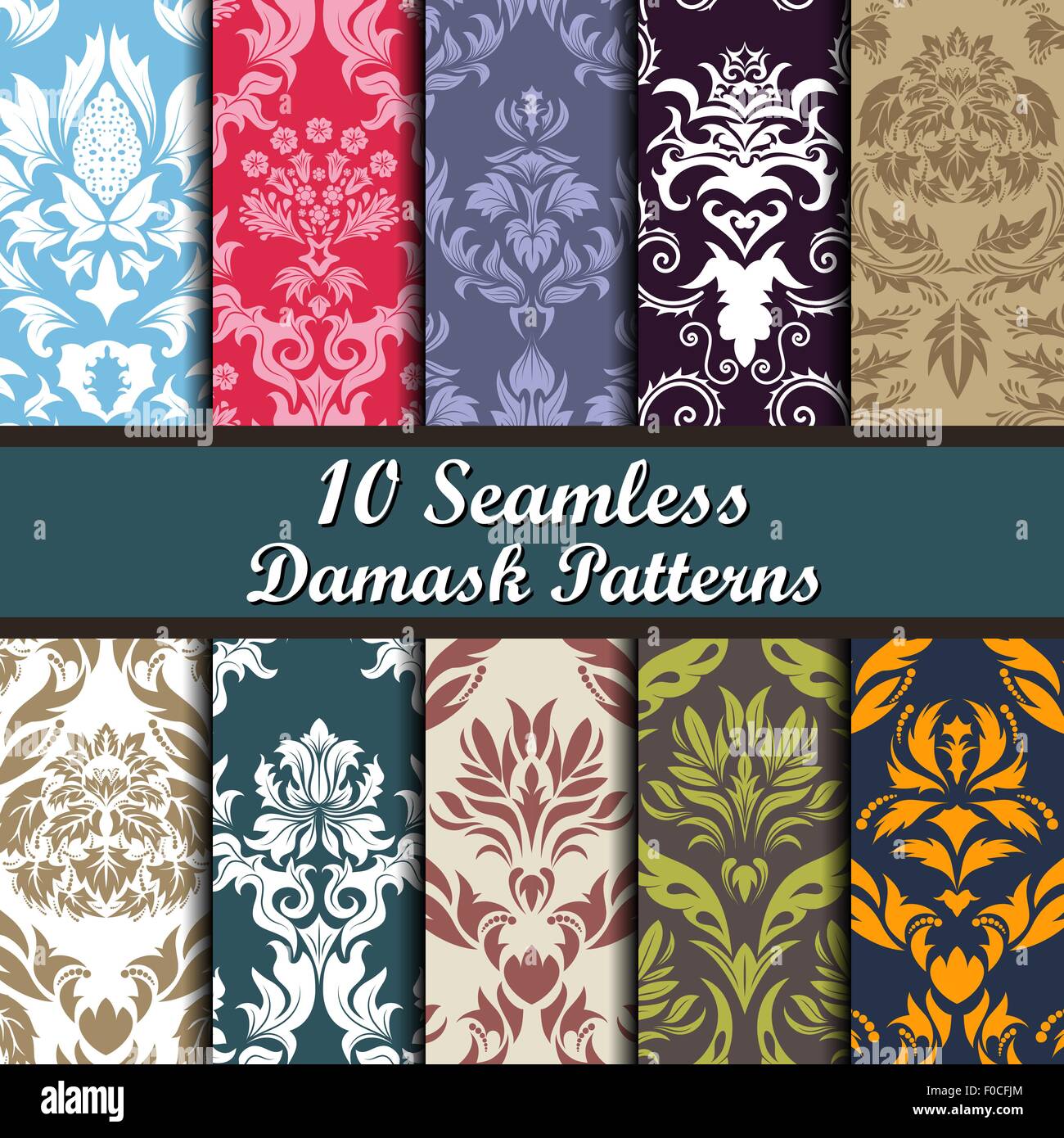 Set of Ten Damask Seamless Patterns design Stock Vector Image & Art - Alamy