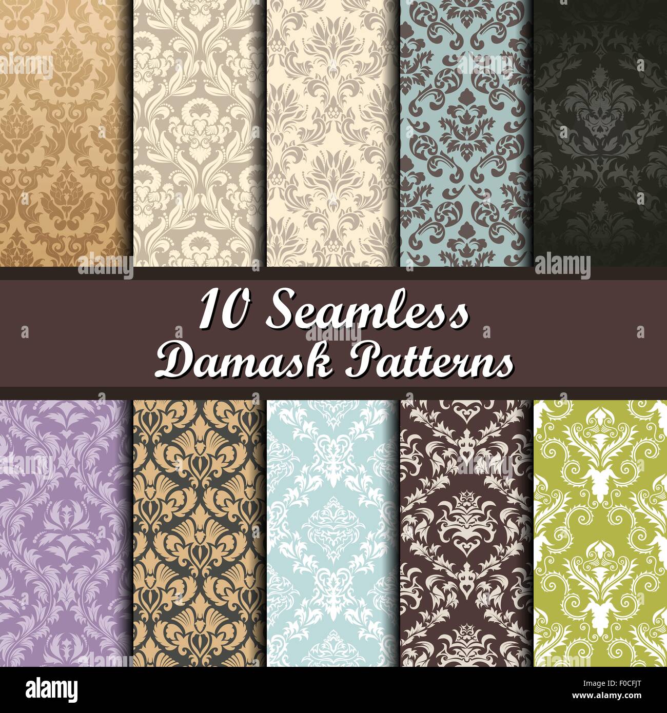 Set of Ten Damask Seamless Patterns design Stock Vector Image & Art - Alamy