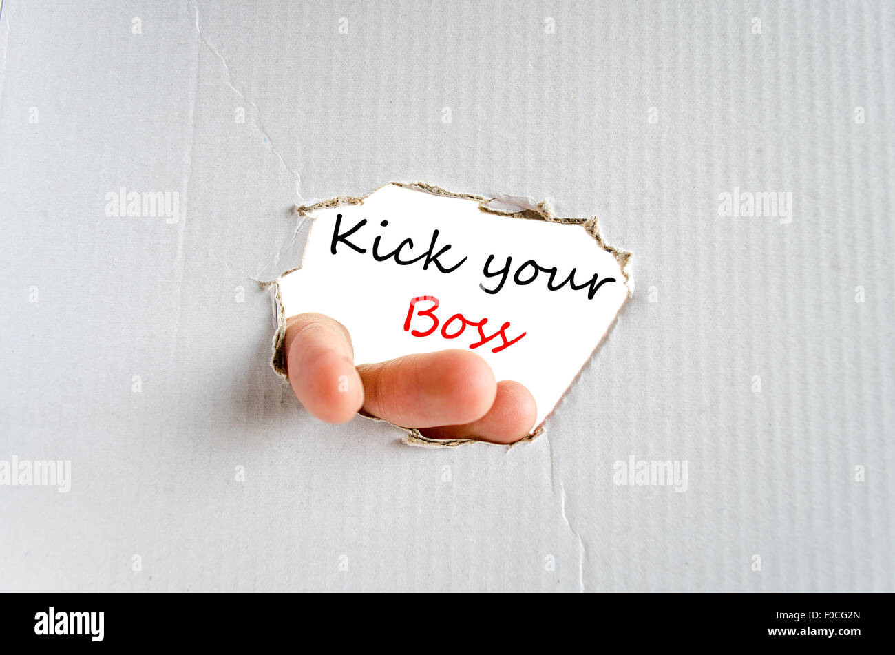 Kick your boss text concept isolated over white background Stock Photo -  Alamy
