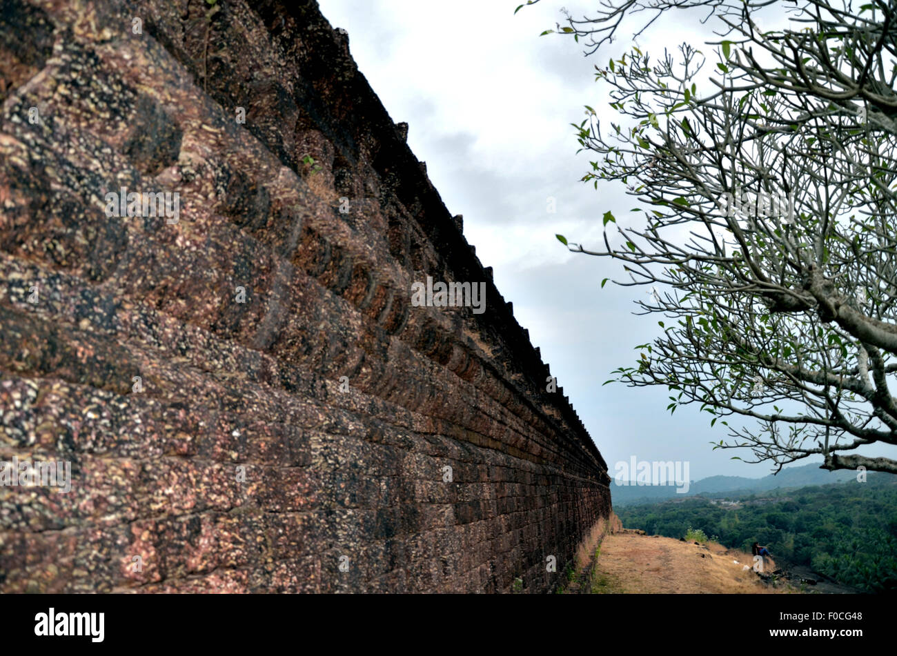 Red laterite wall Stock Photo