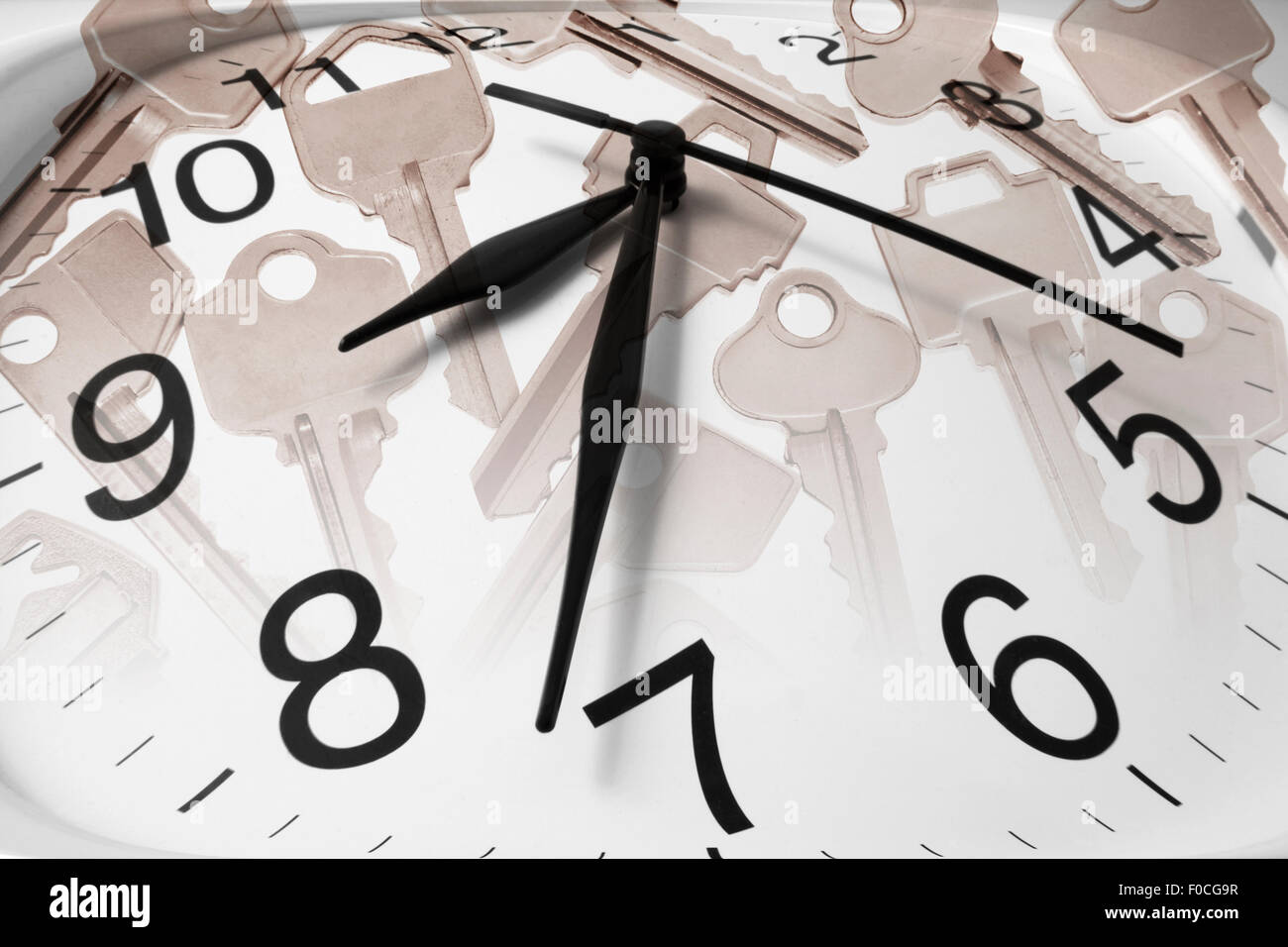 Wall Clock and Keys Stock Photo Alamy