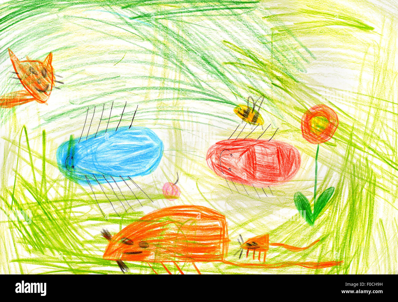 Child's Drawing On Paper. Isolated Stock Photo - Alamy