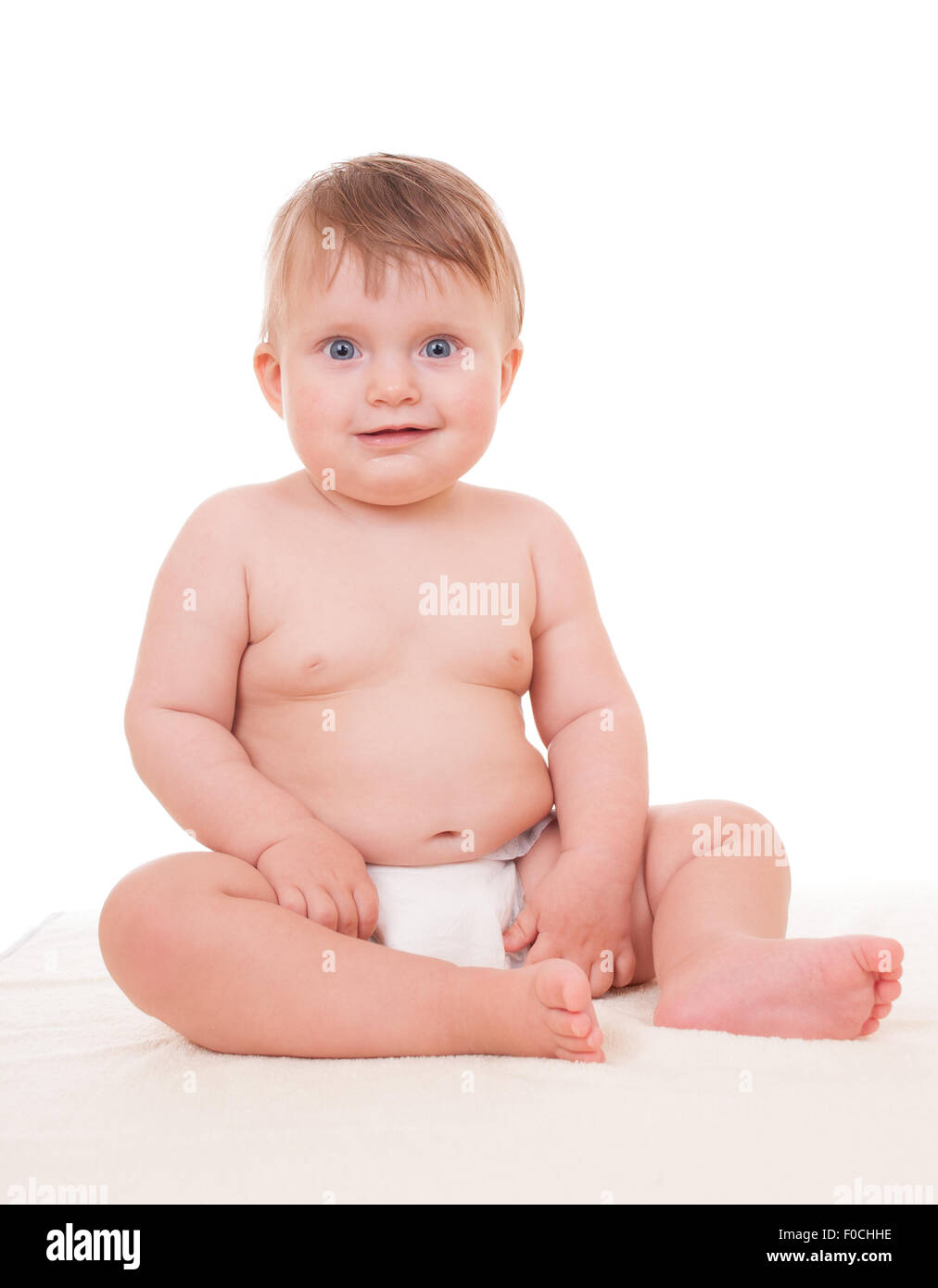 bright adorable baby on white Stock Photo - Alamy