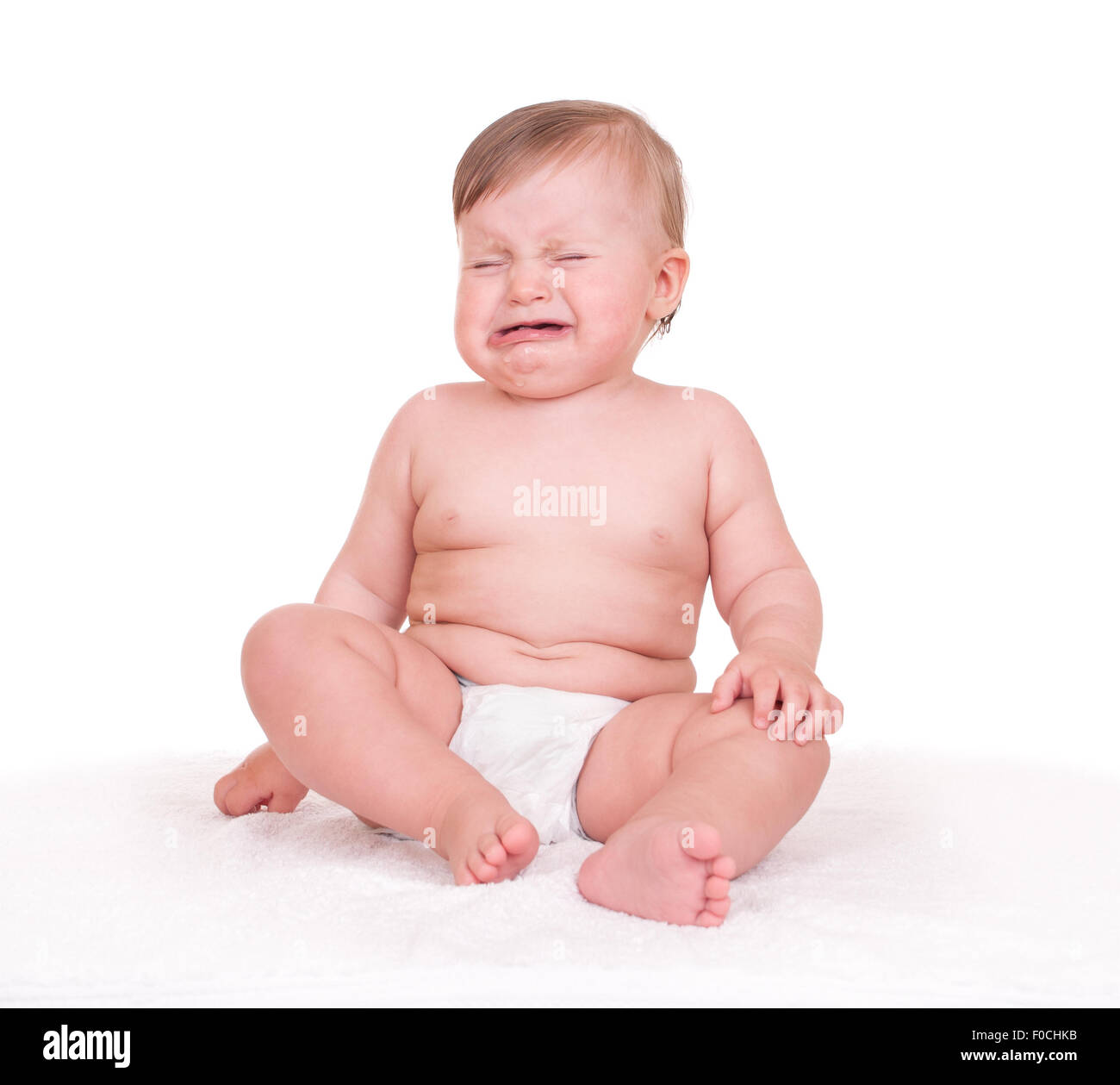 baby cries on white Stock Photo Alamy