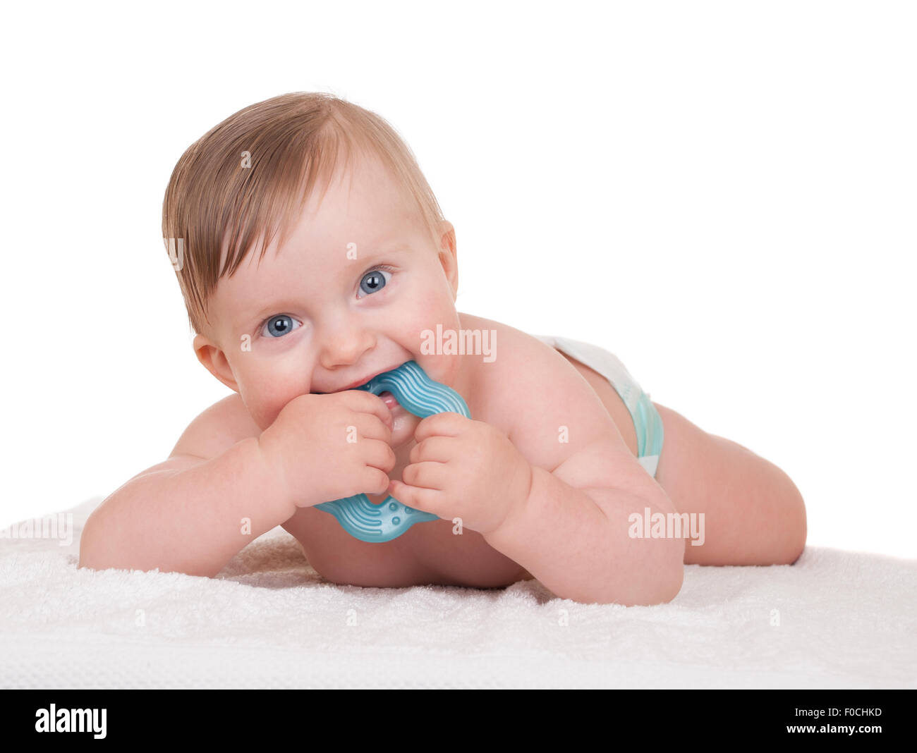 bright happy adorable baby on white Stock Photo - Alamy