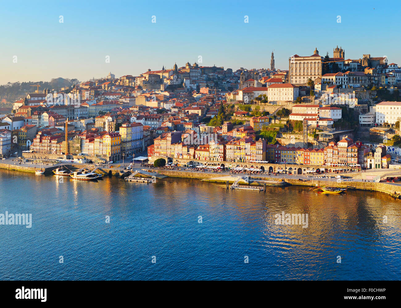 Panorama of Porto Old Town at sunset. Portugal Stock Photo