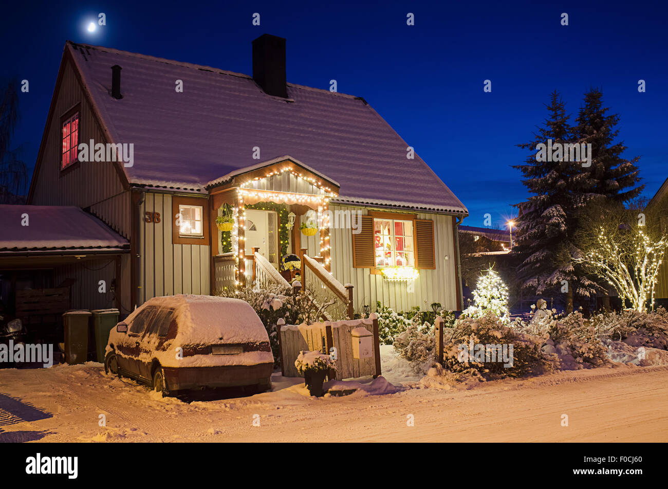 View of small swedish town Stock Photo