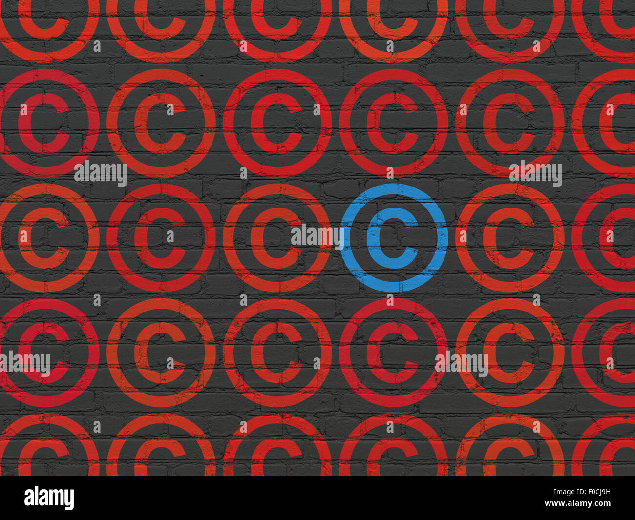Law concept: copyright icon on wall background Stock Photo - Alamy