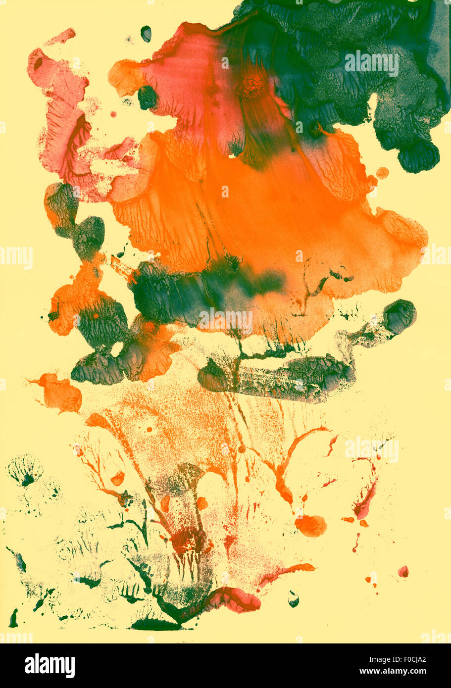 Abstract green and orange background from watercolor Stock Photo - Alamy
