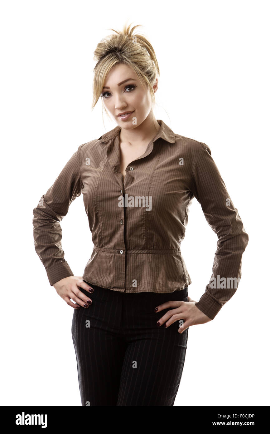 standing business woman shot in the studio Stock Photo - Alamy