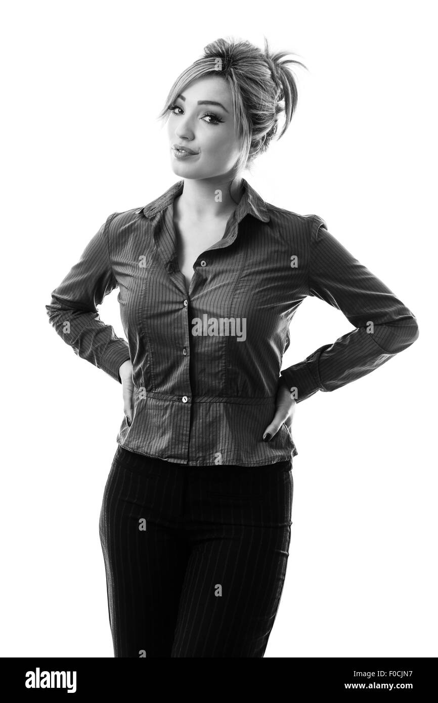 standing business woman shot in the studio Stock Photo - Alamy