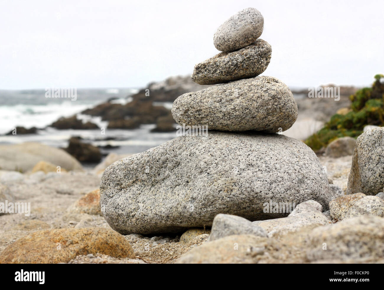 Stack of rocks by the ocean Stock Photo Alamy