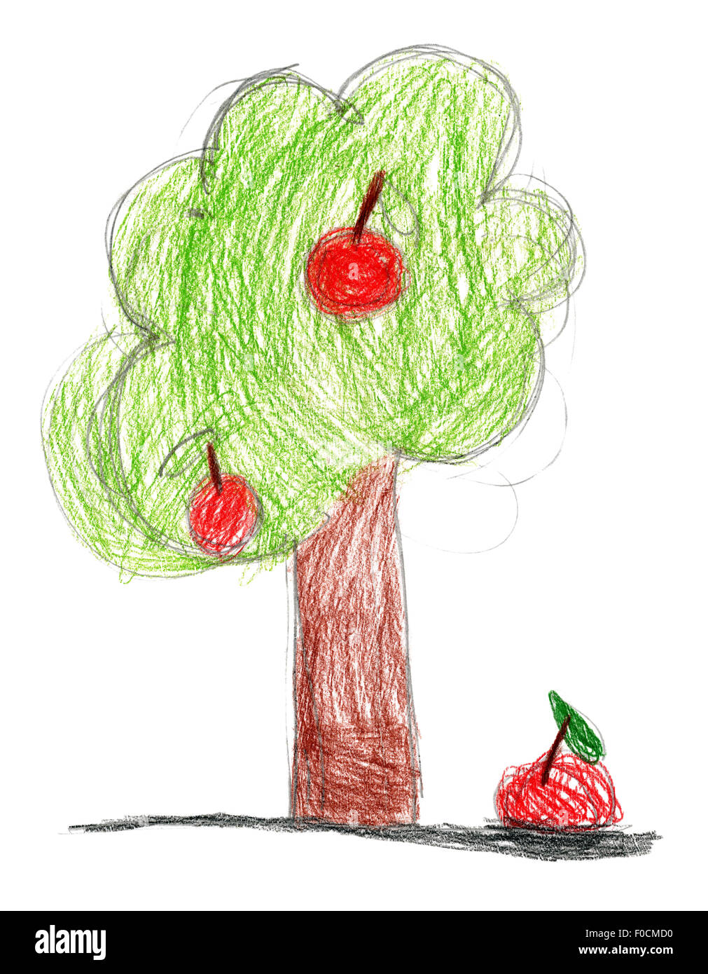 Apple sketch for kids 