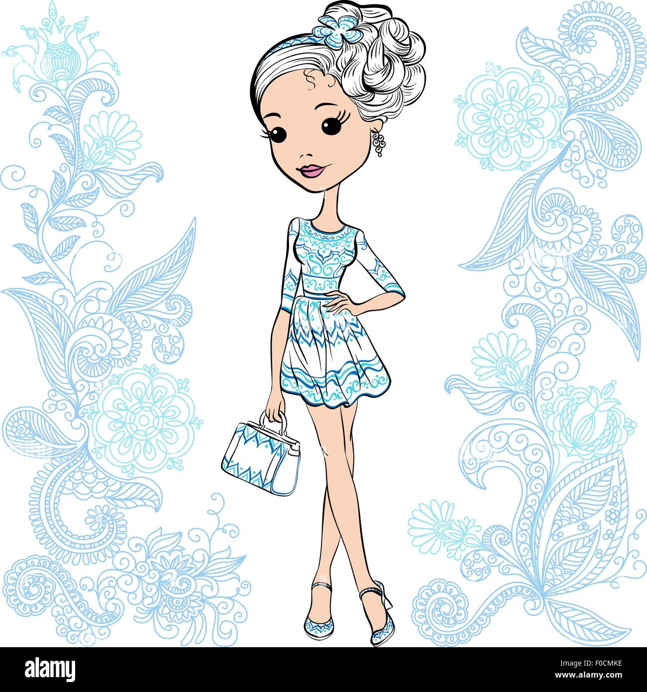 Vector fashion cute happy girl Stock Vector Image & Art - Alamy