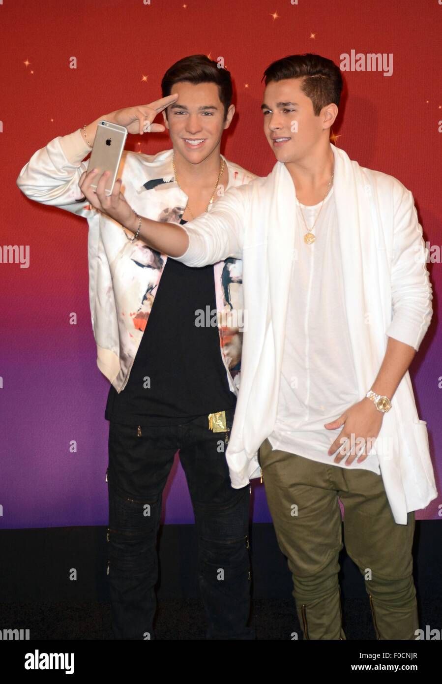 Austin Mahone at a public appearance for Austin Mahone Wax Figure Unveiling at Madame Tussauds, Madame Tussauds New York, New York, NY August 11, 2015. Photo By: Derek Storm/Everett Collection Stock Photo