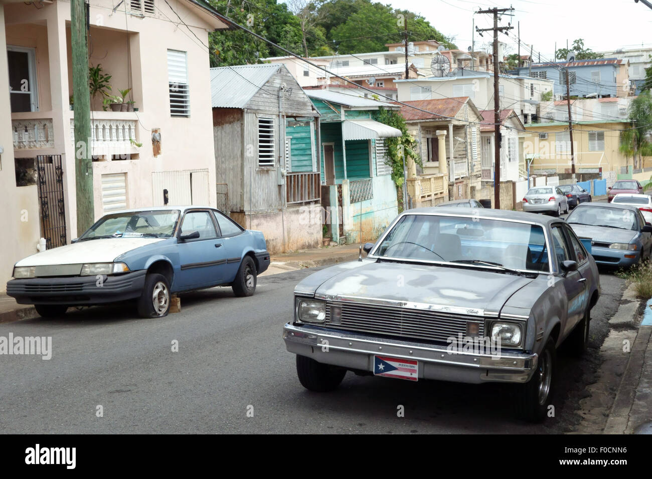 Residential street In San German Puerto Rico Stock Photo Alamy