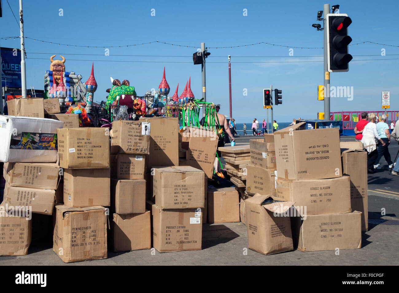 Cardboard boxes for recycling at Blackpool Lancashire UK 12th August
