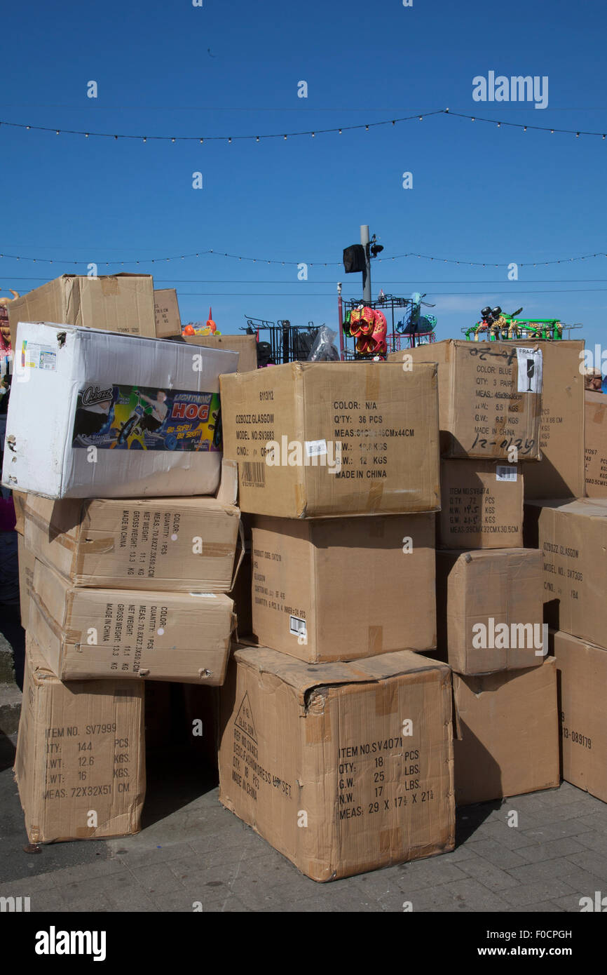 Cardboard boxes for recycling at Blackpool Lancashire UK 12th August