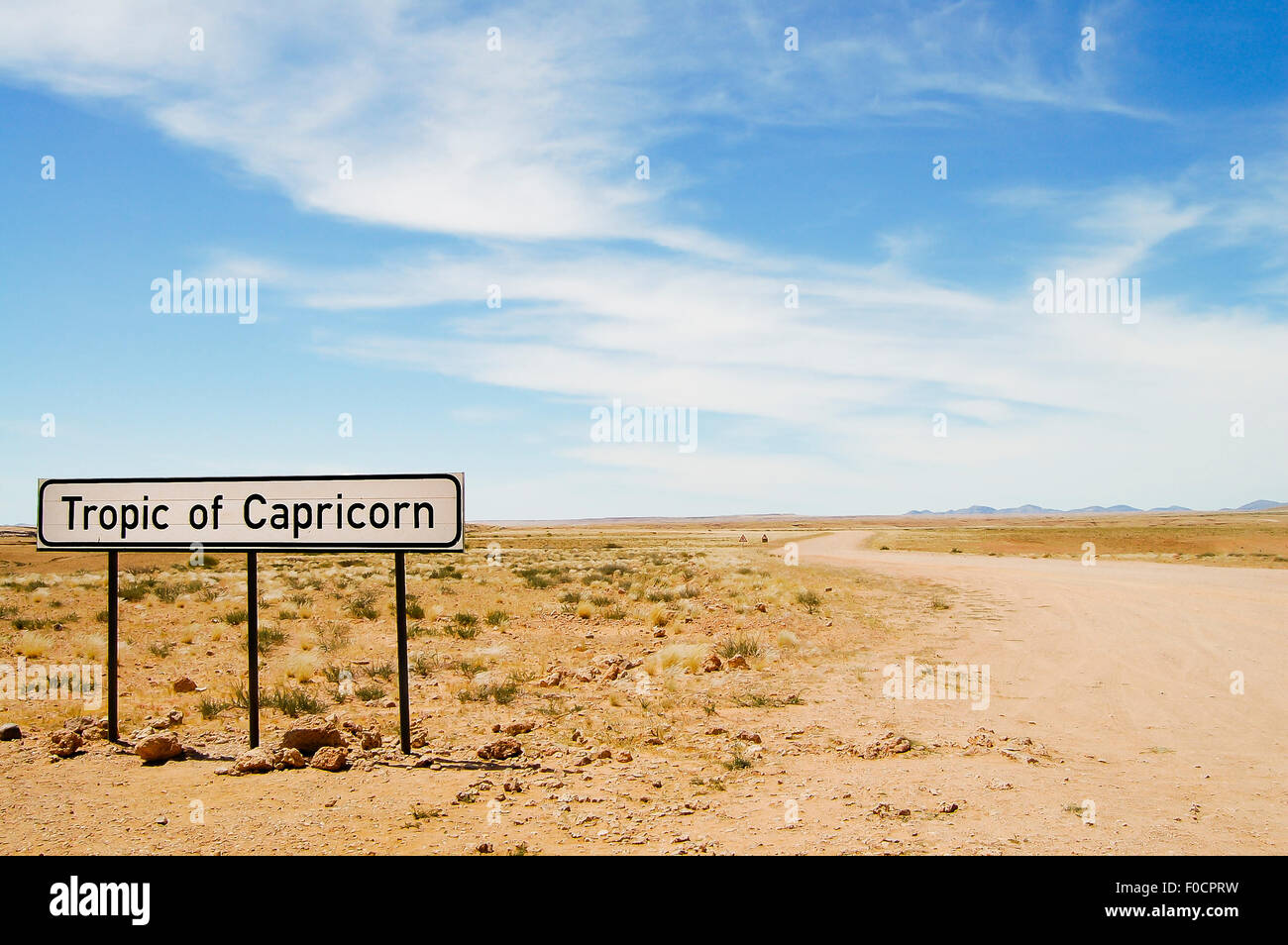 Tropic of Capricorn Sign - Namibia Stock Photo