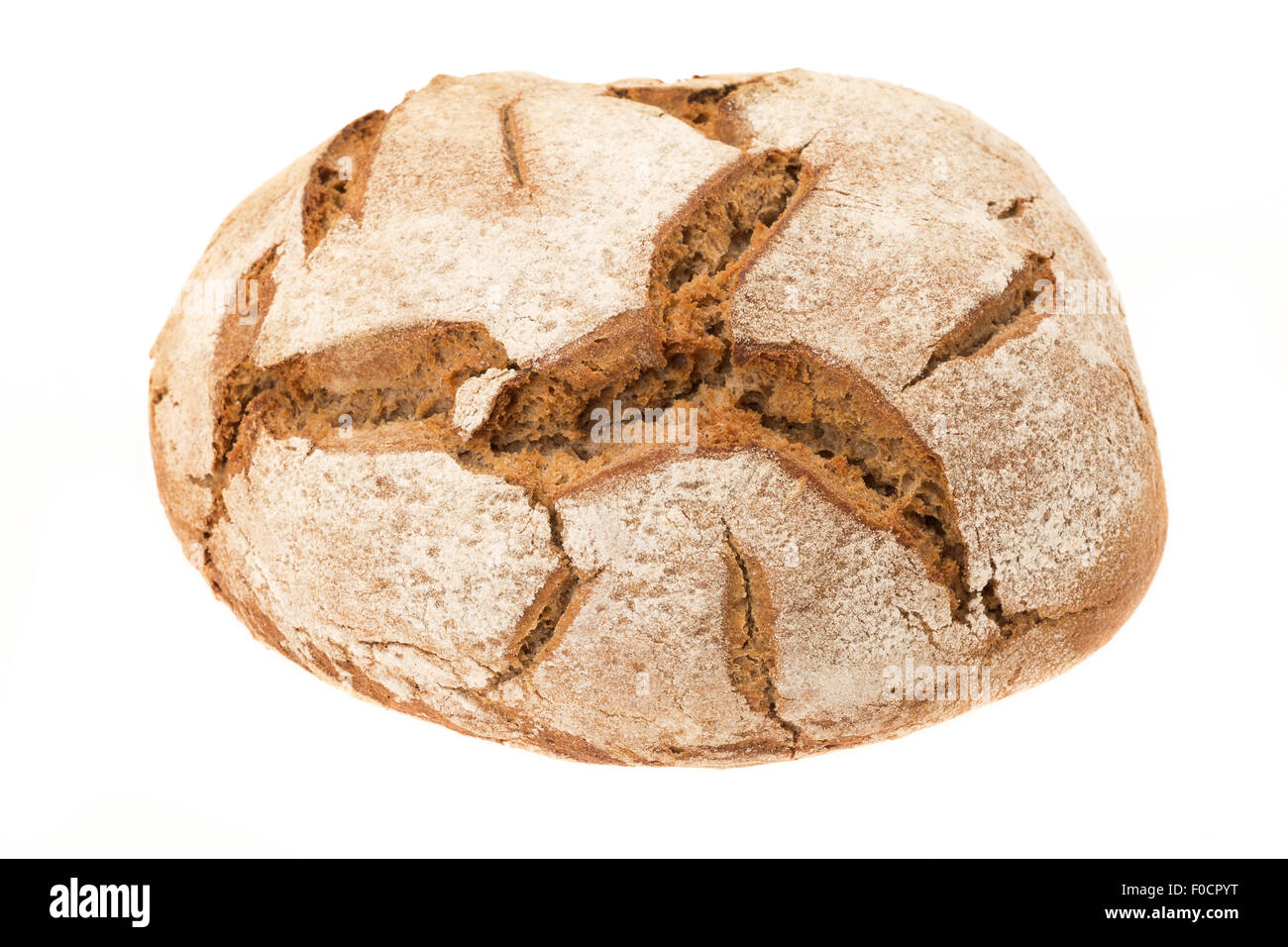 Fresh baked Rye Bread - white background Stock Photo