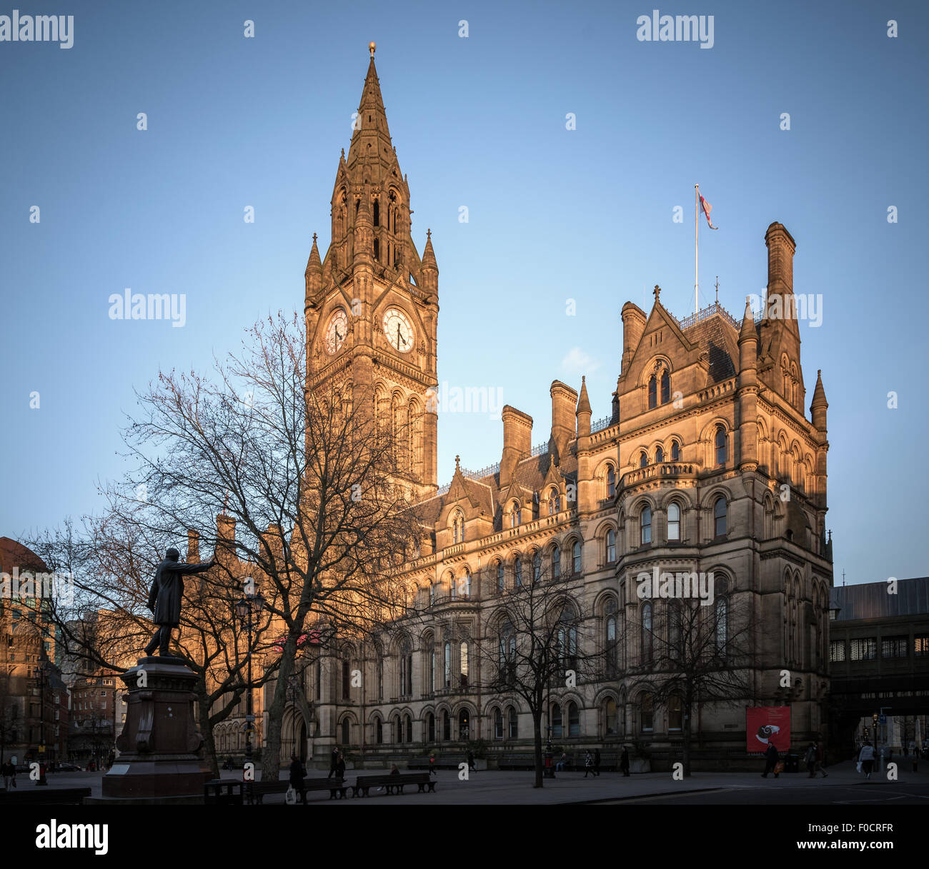 Manchester Town Hall is a Victorian, Neo-gothic municipal building in Manchester, England. Stock Photo
