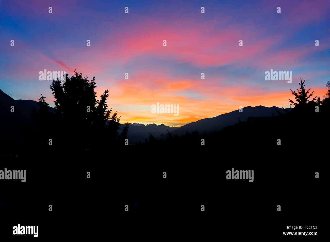 sunset in the mountains, sky color, sky and red clouds, red sky at ...