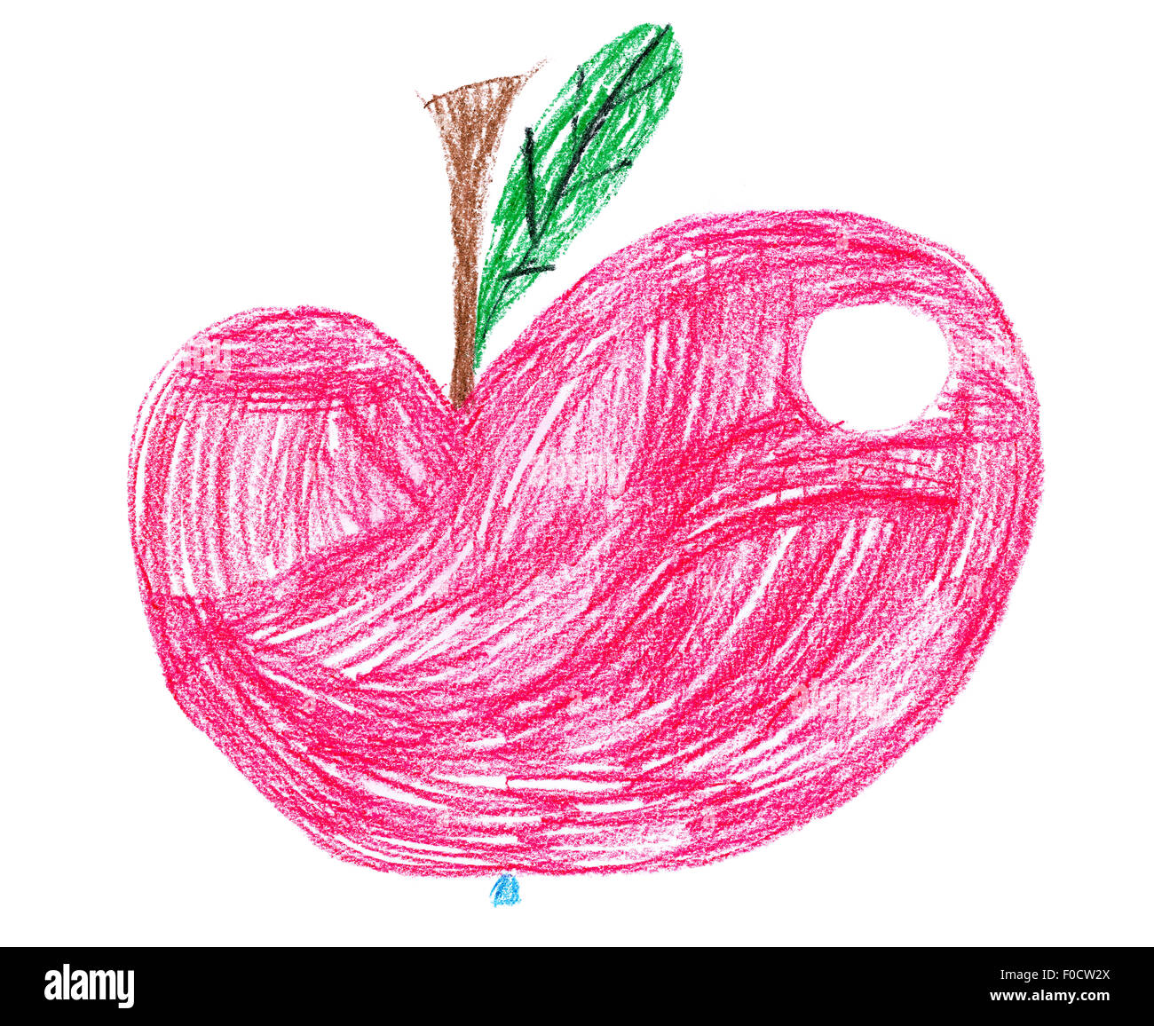 red apple. children pencil drawing Stock Photo