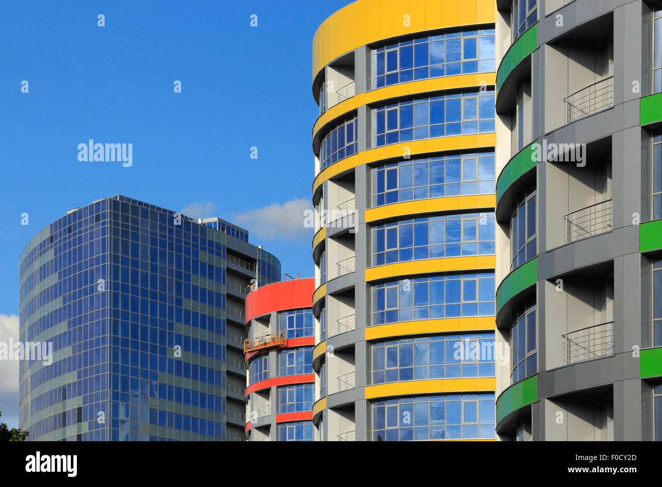 Exterior of empty modern commercial office buildings. Stock Photo