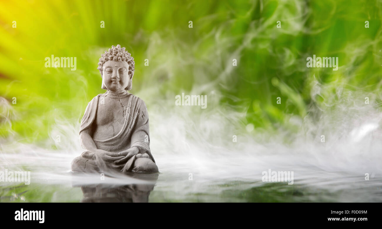 Buddha in meditation in water Stock Photo Alamy