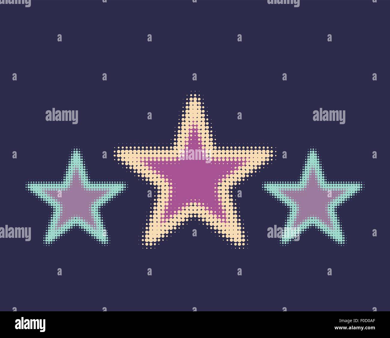 three stars with halftone effect Stock Vector