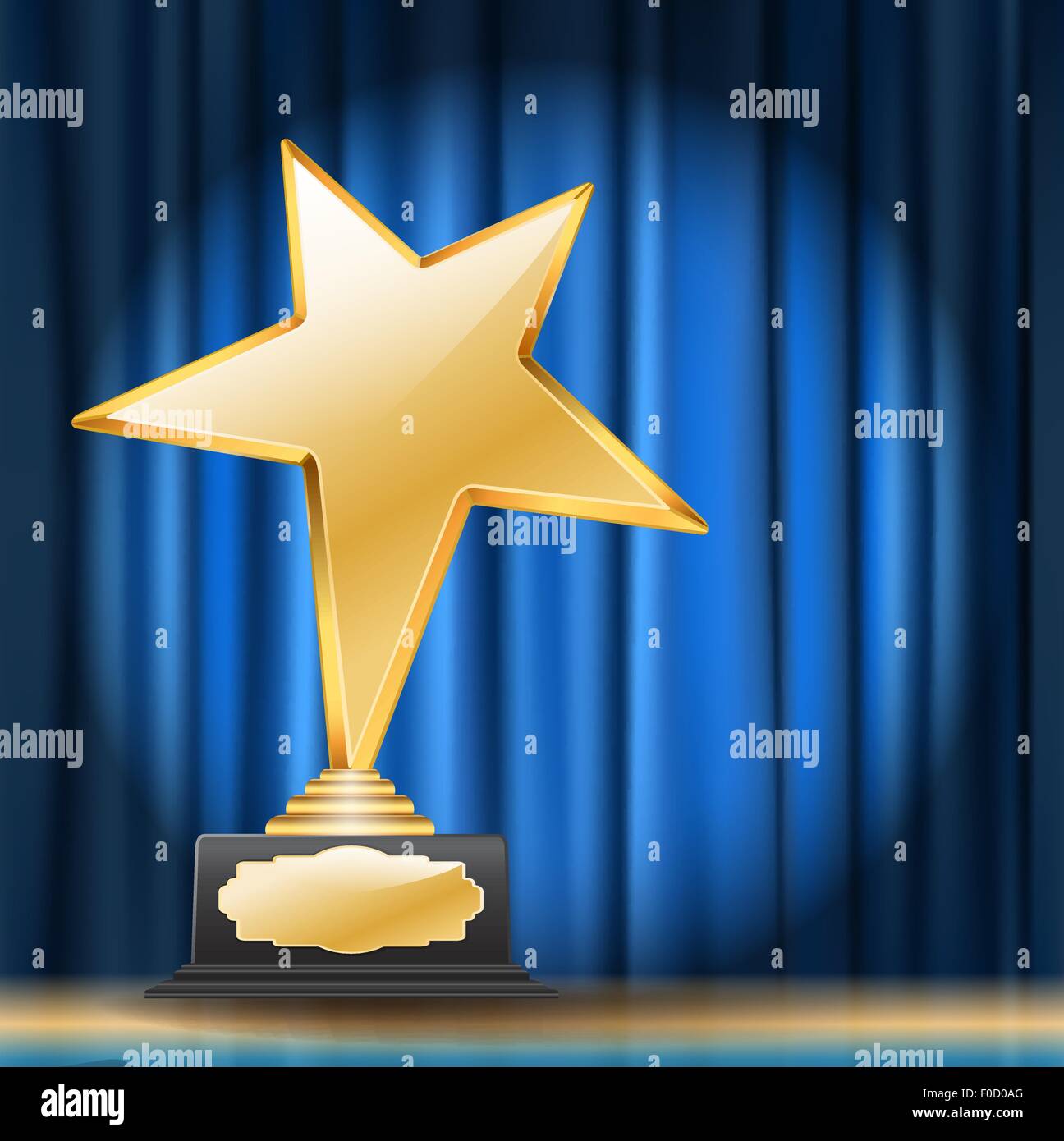 Golden Star Award On Blue Curtain Background Stock Vector Image Art Alamy