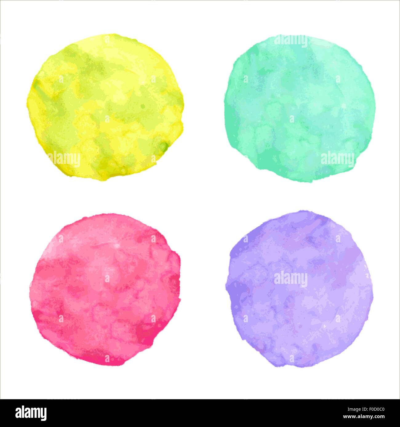 handdrawn bright watercolor circles on white Stock Vector