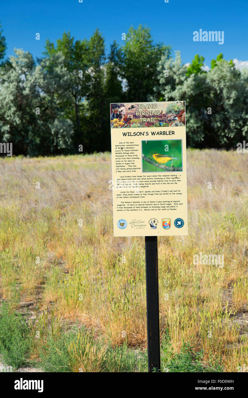 Idaho Birding Trail sign, Camas National Wildlife Refuge, Idaho Stock Photo