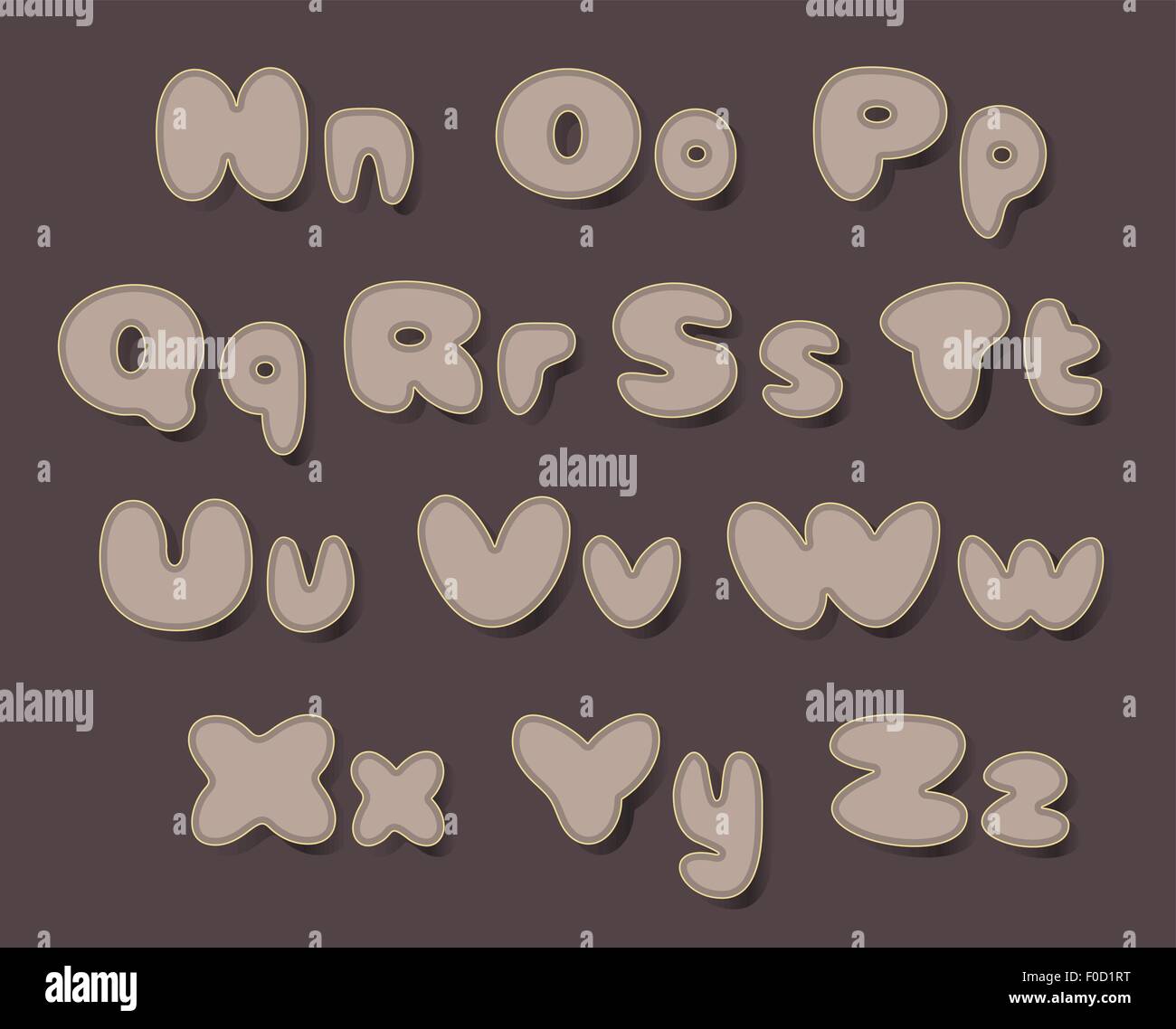 alphabet set with cocoa color Stock Vector