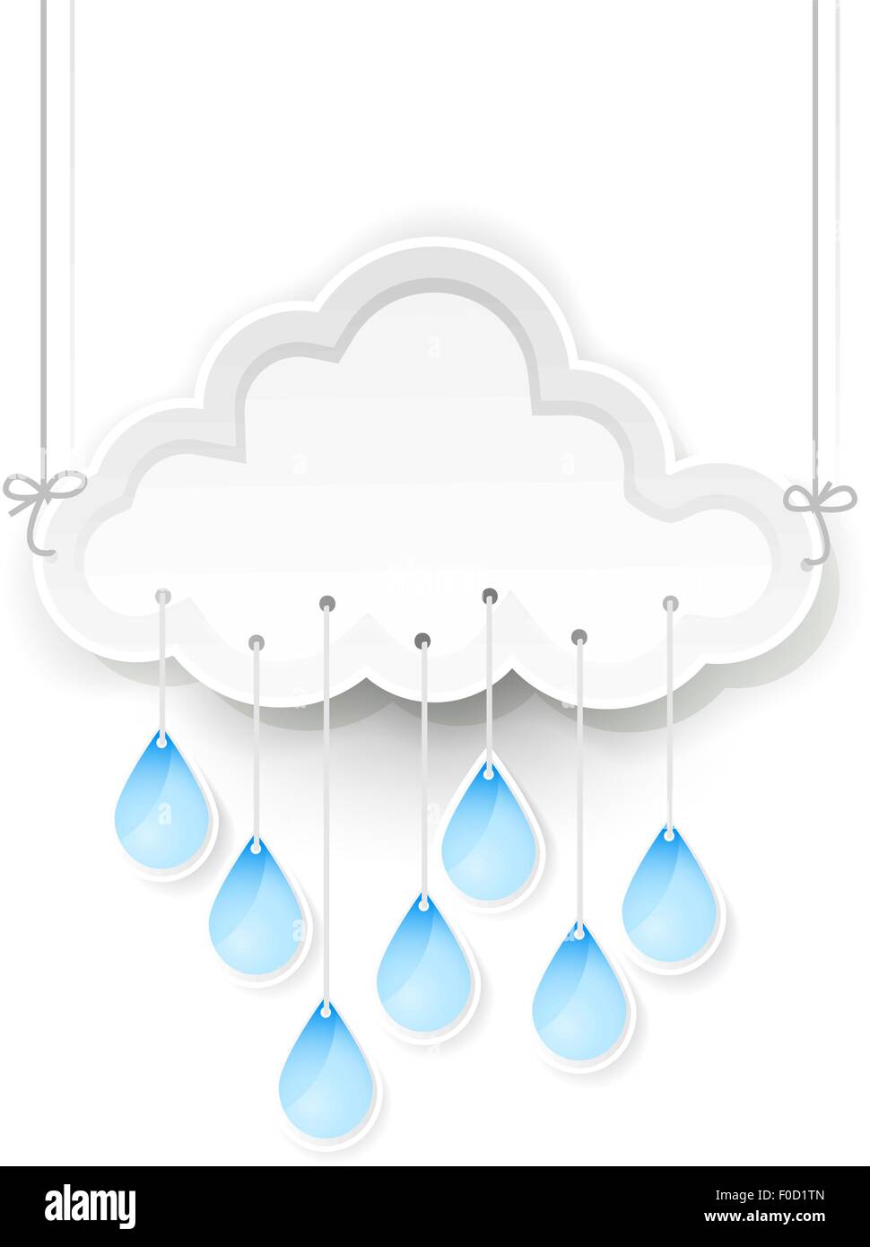 white cloud and hanging rain drops Stock Vector