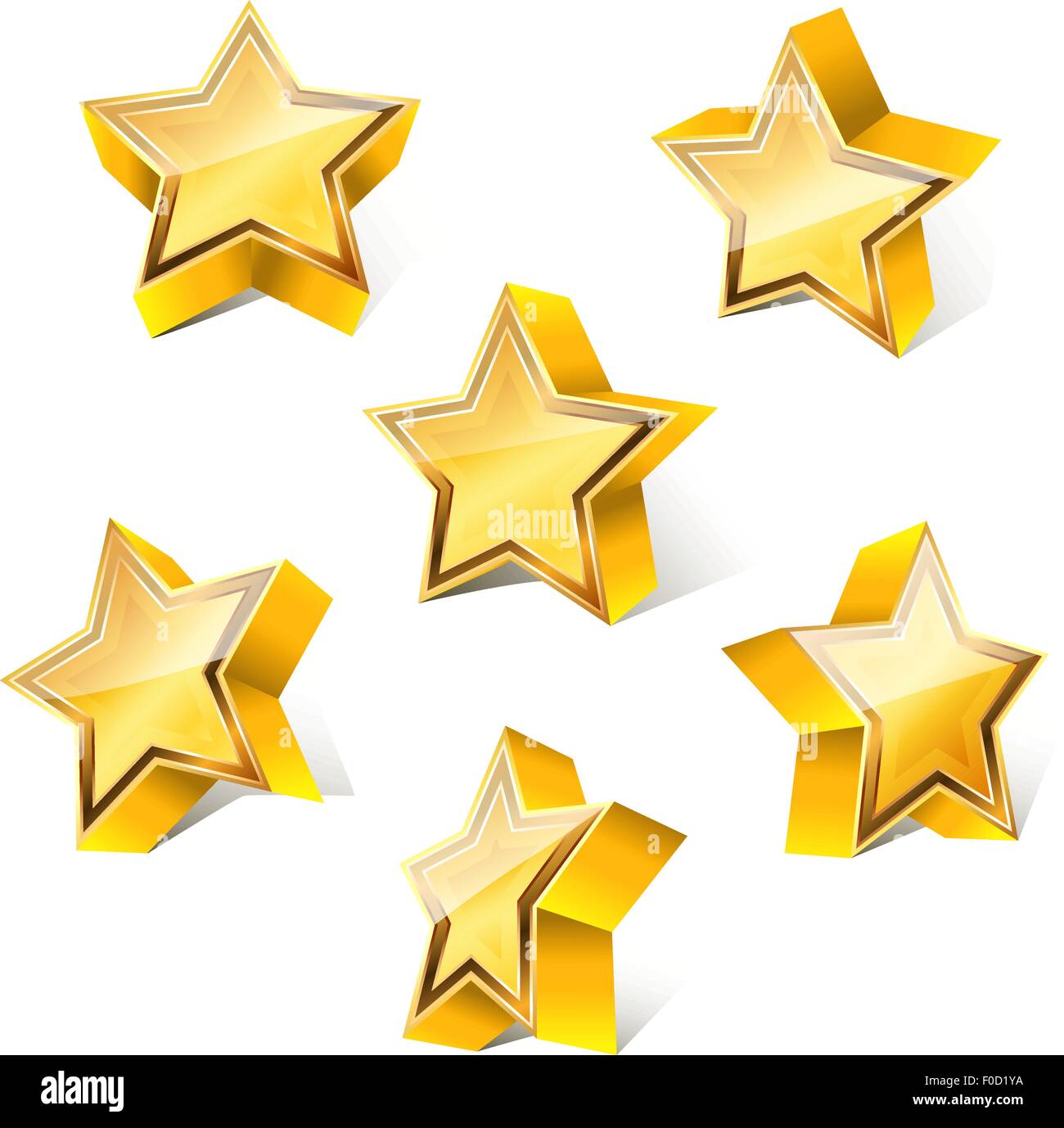 3d little golden star set with variations Stock Vector