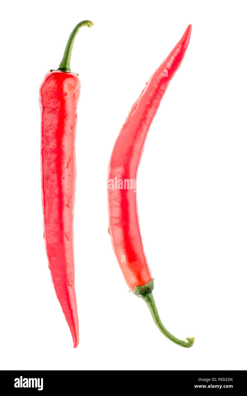 Red chilli peppers isolated on white background Stock Photo - Alamy
