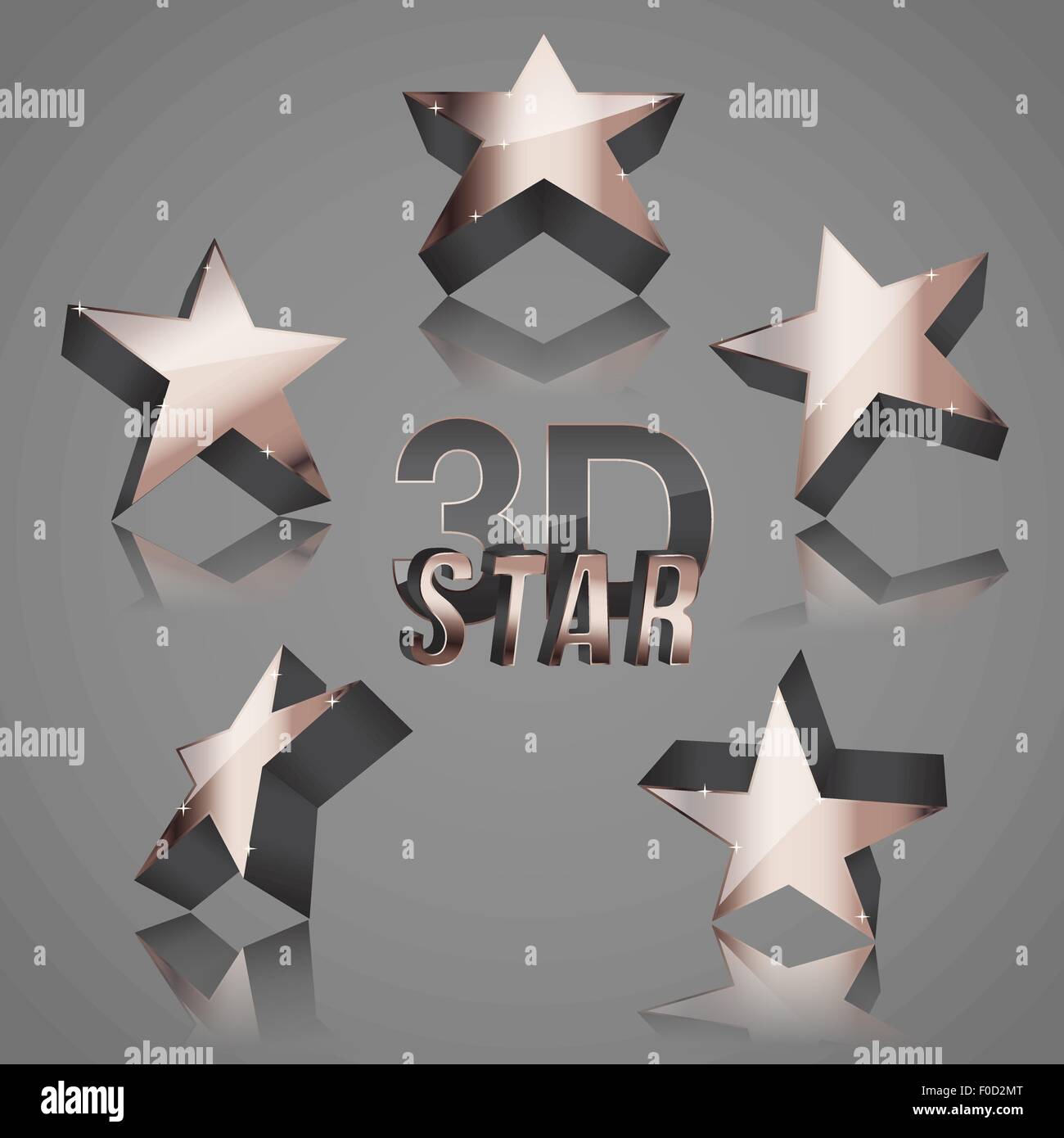 3d copper dark star set Stock Vector