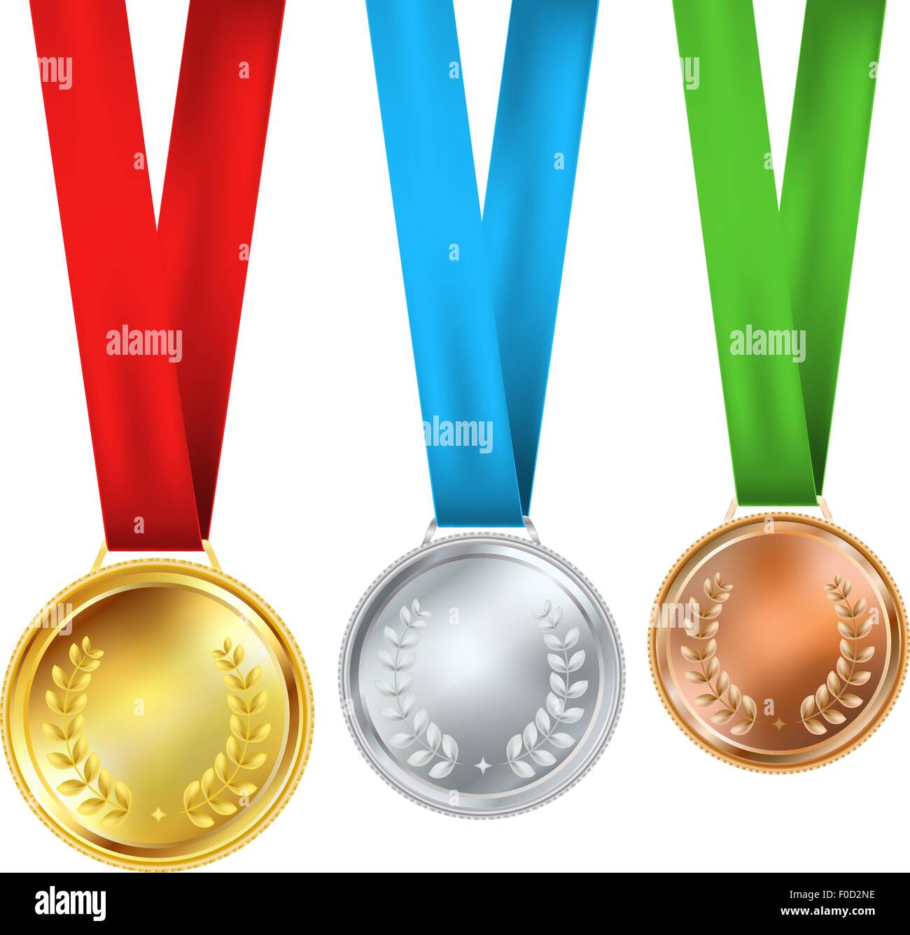 set of three realistic medals Stock Vector