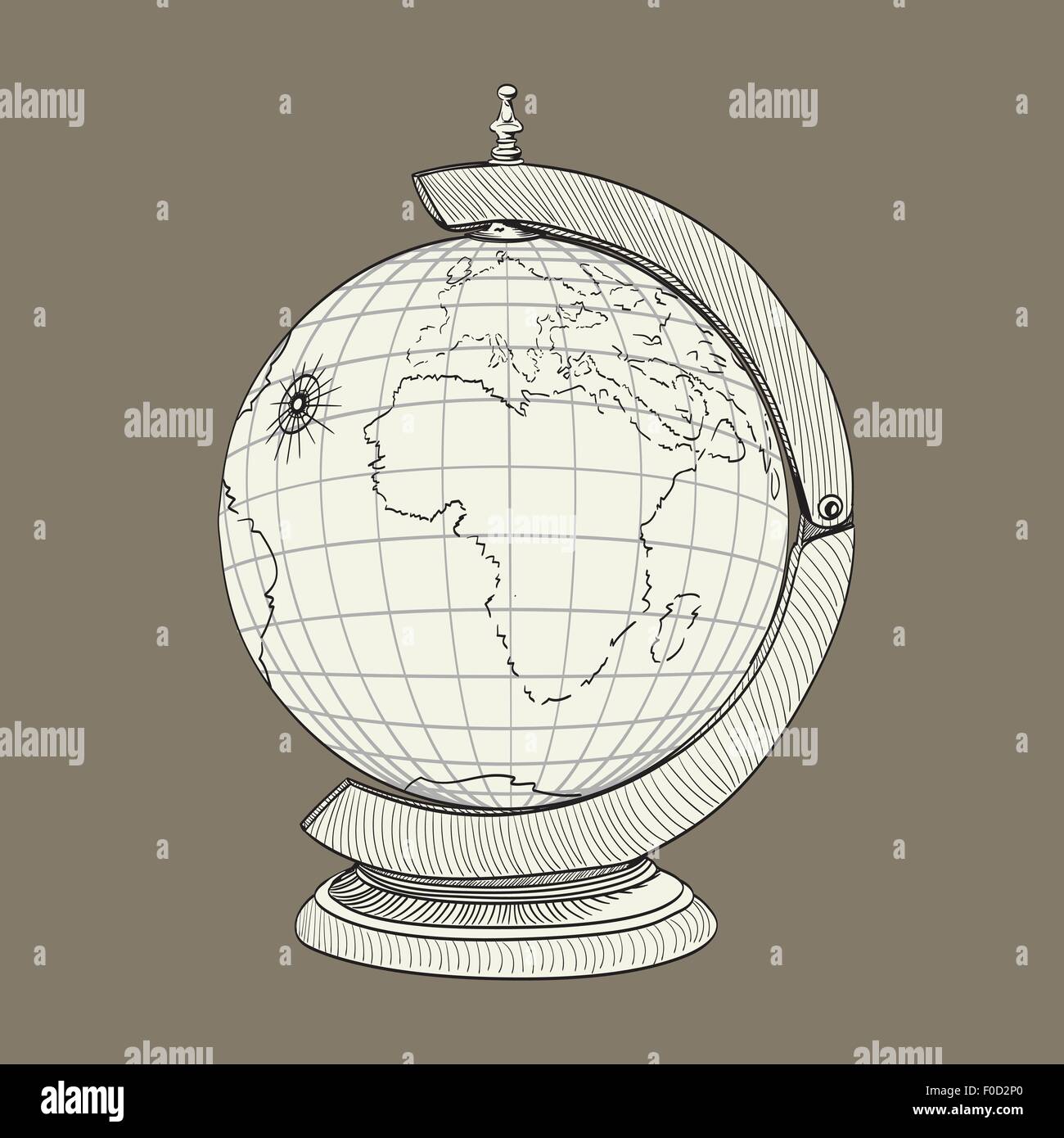 ancient geographical globe illustration Stock Vector