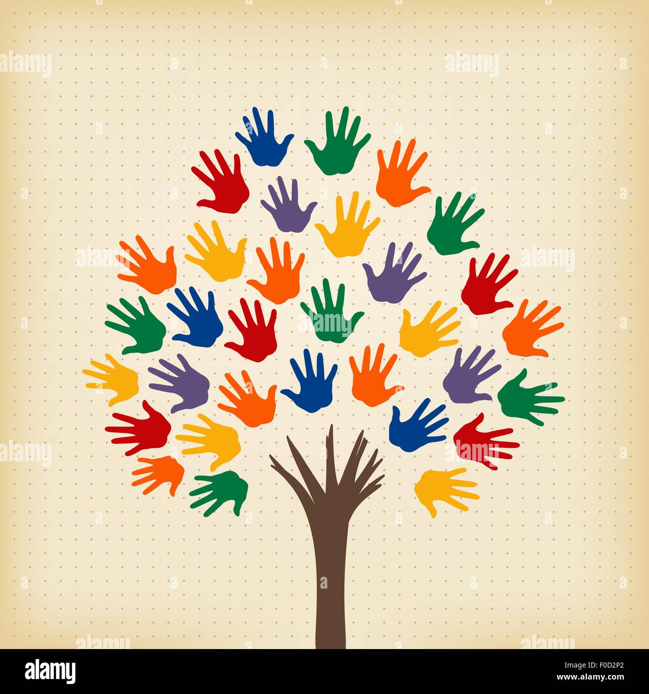 abstract tree with open hands as leaves Stock Vector
