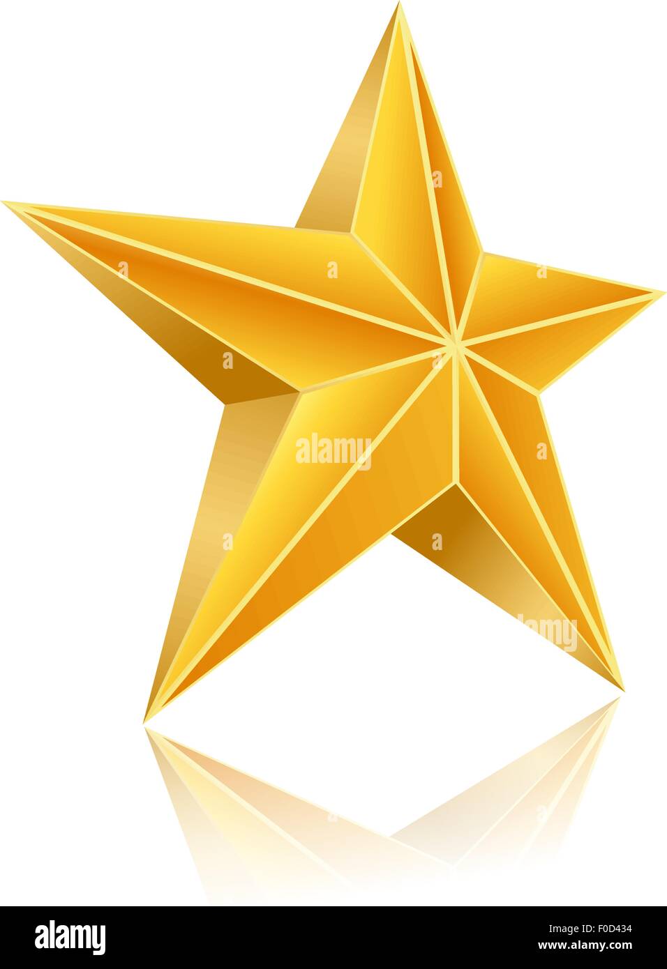 golden five corner star on white background Stock Vector