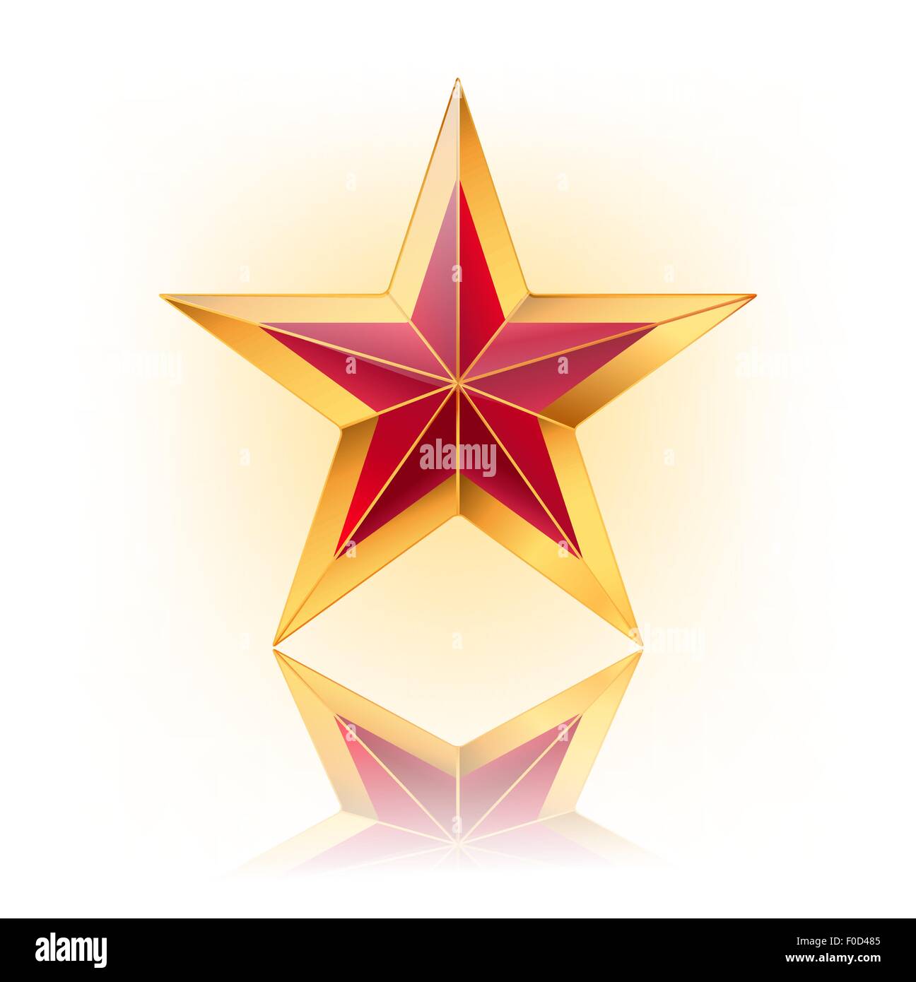 vector illustration of red star with gold Stock Vector
