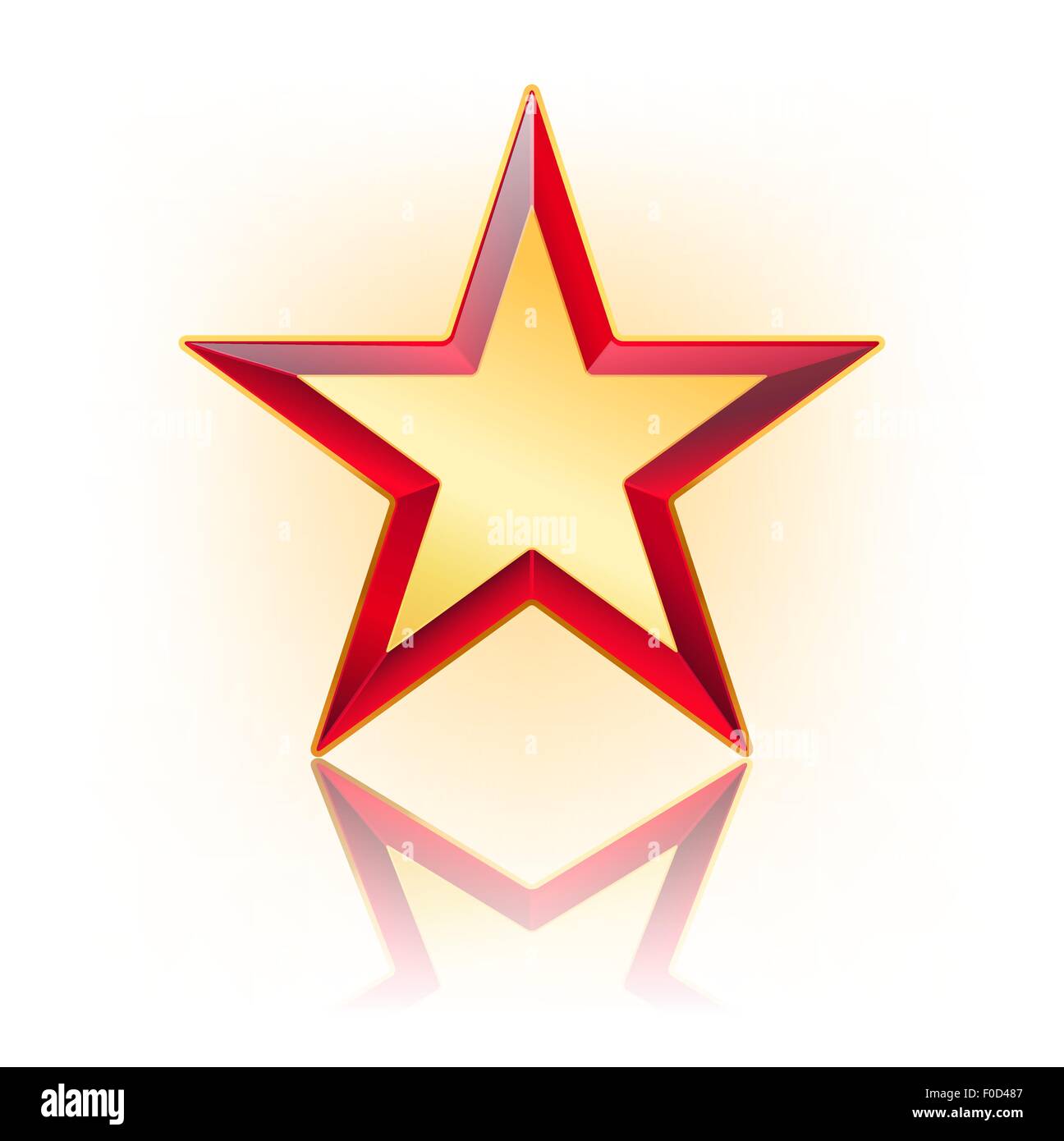 red five corner star with gold in the middle Stock Vector