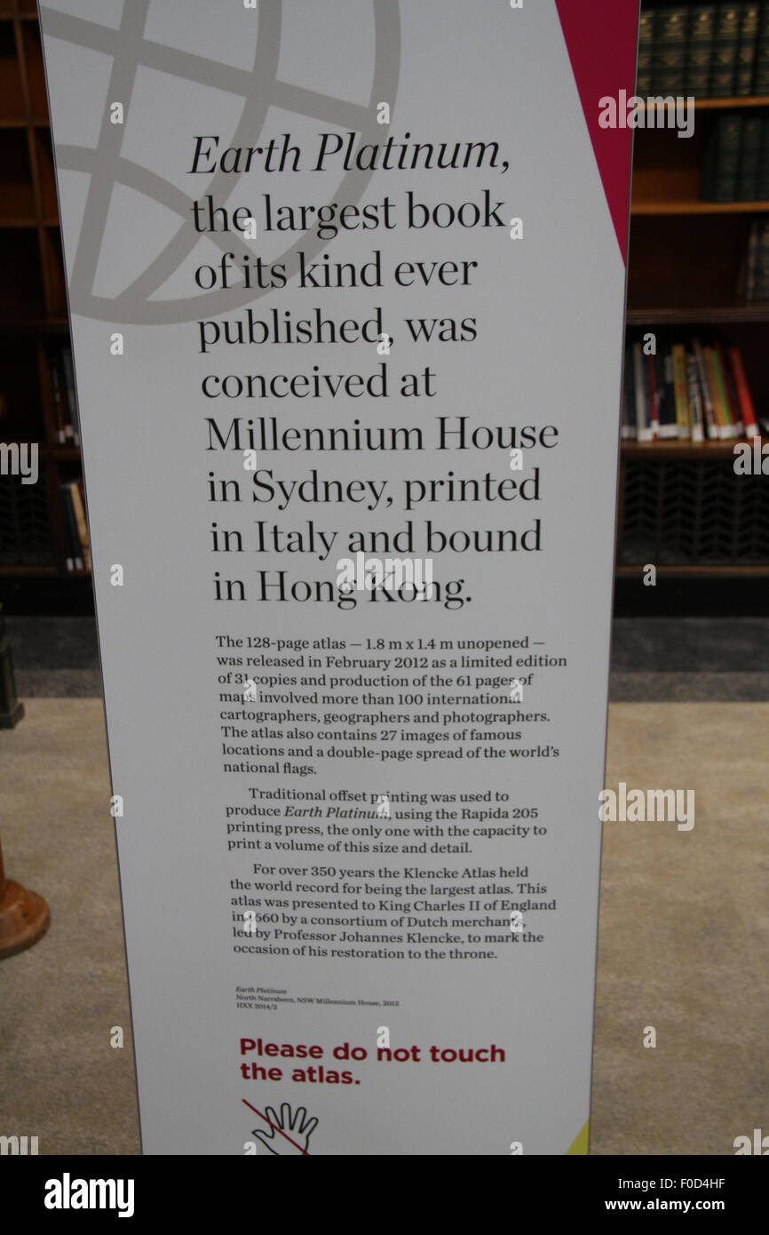 The world’s largest atlas on display at the State Library of NSW in Sydney, Australia. Stock Photo